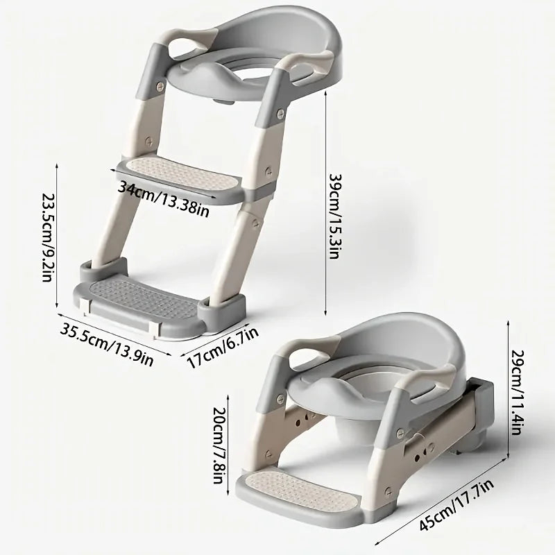 3-in-1 Portable Youngsters's Potty Training Toilet Seat - Adjustable, Foldable Step Stool With Safety Harness, Mixed Color