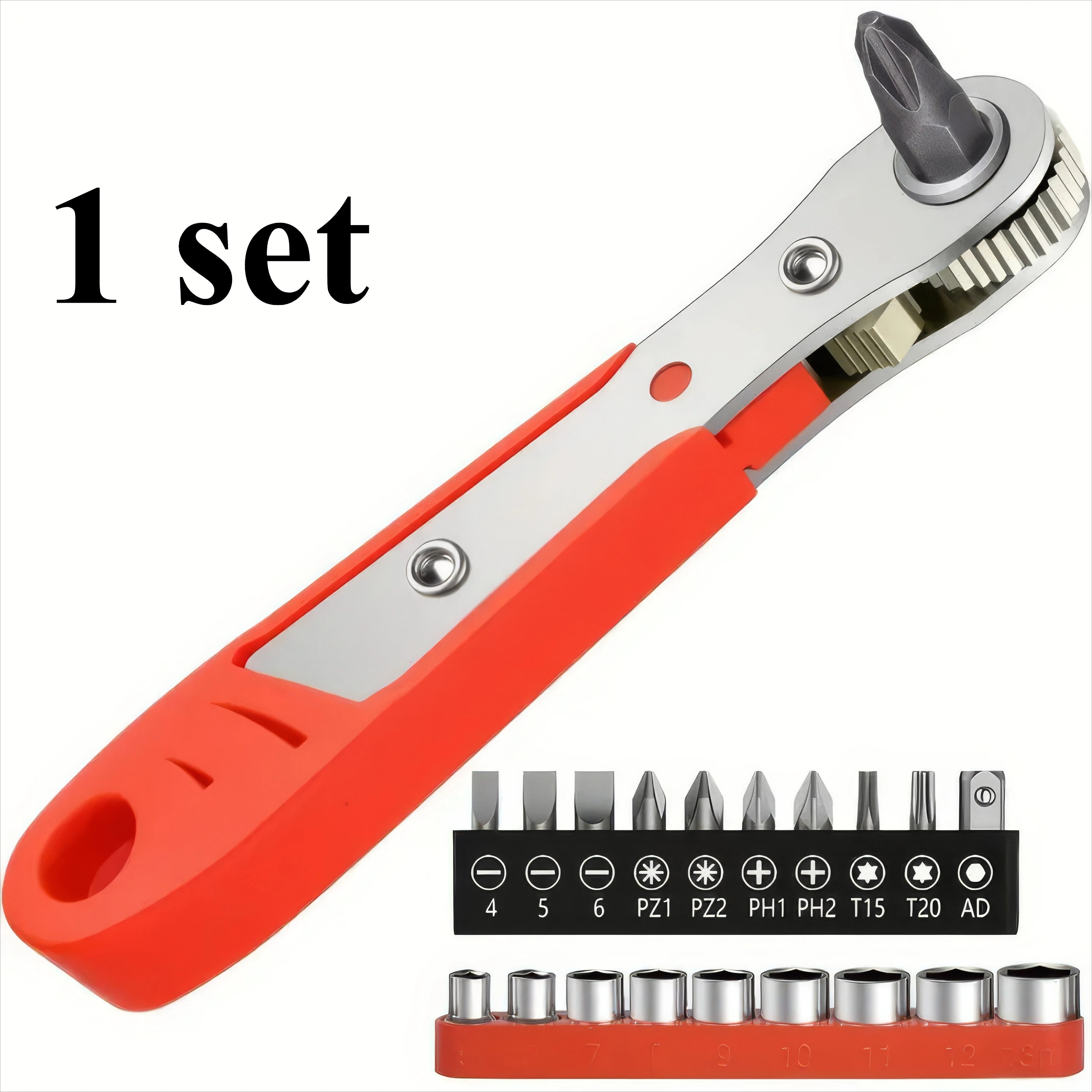 1 Set of Red Multifunctional Screwdriver, Anti Slip Handle, Multifunctional Tool, Suitable for Daily Home Maintenance