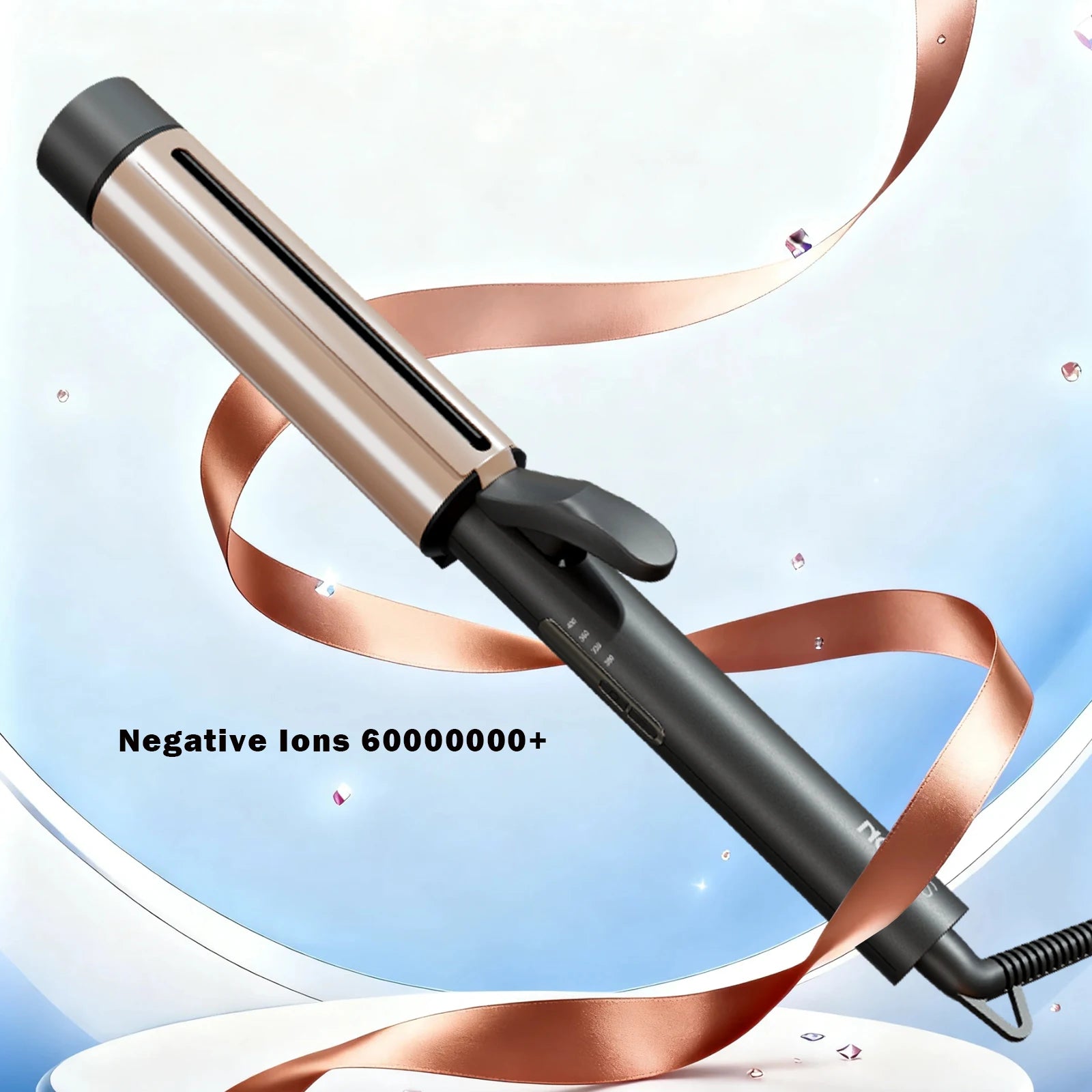 1.5 Inch Extra Large Curling Wand for Long Hair - Ceramic Tourmaline Barrel with 40000000 Negative Ions, 2 Clips - Smarsty