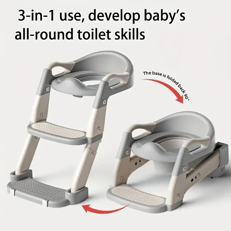 3-in-1 Portable Youngsters's Potty Training Toilet Seat - Adjustable, Foldable Step Stool With Safety Harness, Mixed Color