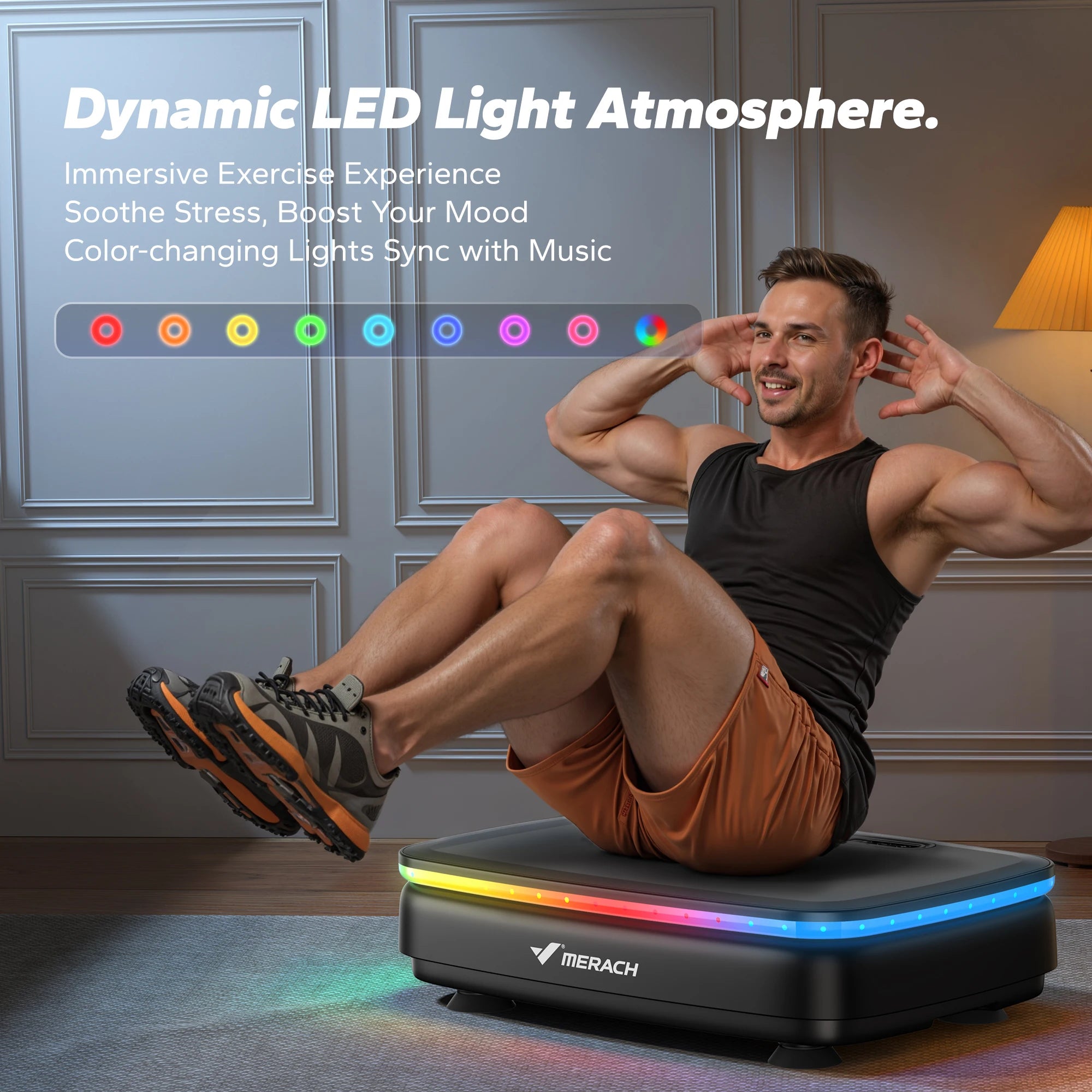 MERACH Vibration Plate Exercise Machine with Light Whole Body Workout Power Vibrate Platform Vibration Plate Lymphatic Drainage - Smarsty