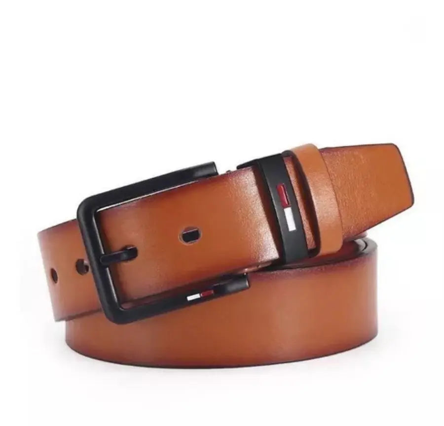Mens PU Leather Belt with Square Alloy Buckle Durable Fashion Waistbelt - Smarsty