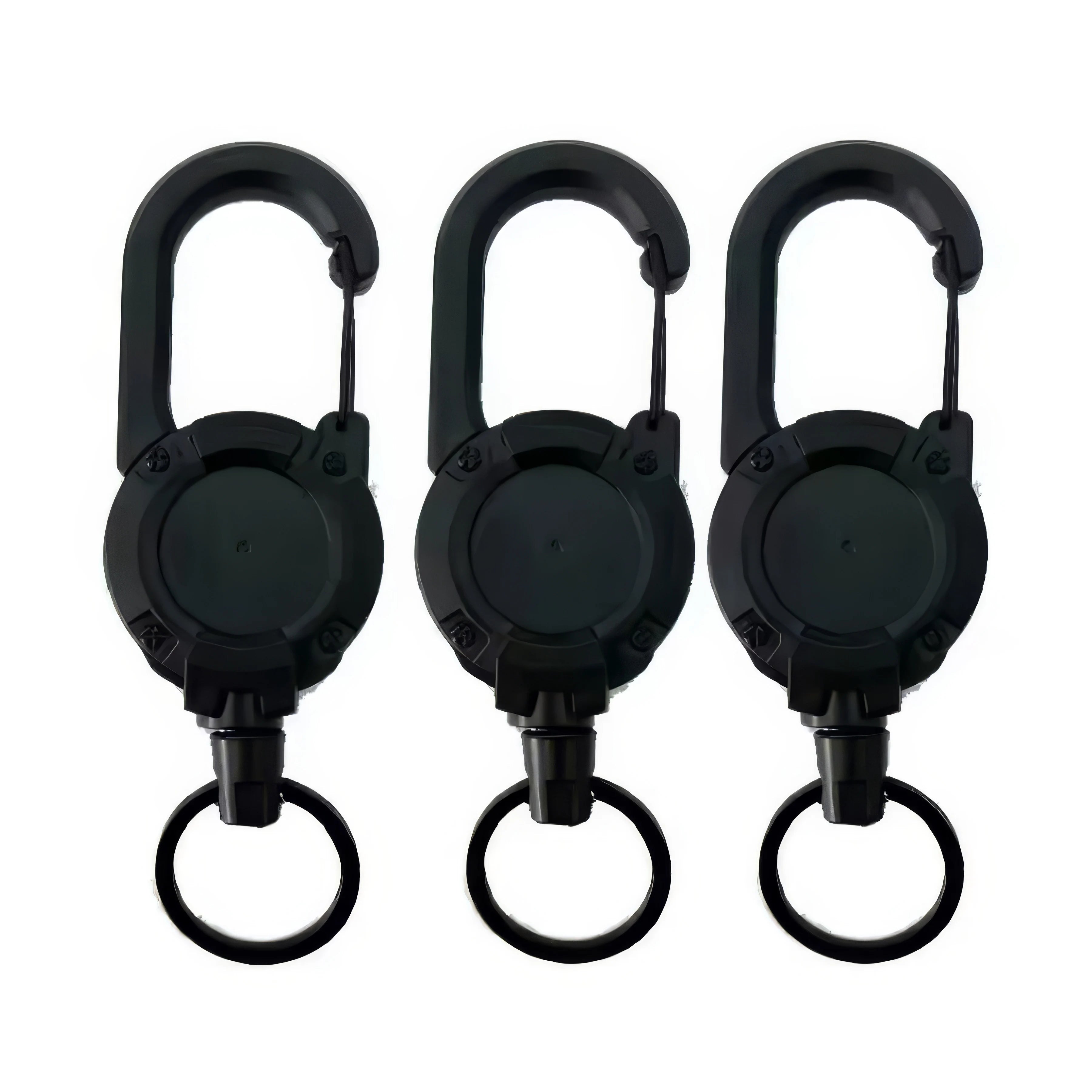 1/2 Piece Retractable Keychain in Black, Durable Design, Secure Closure, Suitable for Identification Documents, ID Cards, Keys