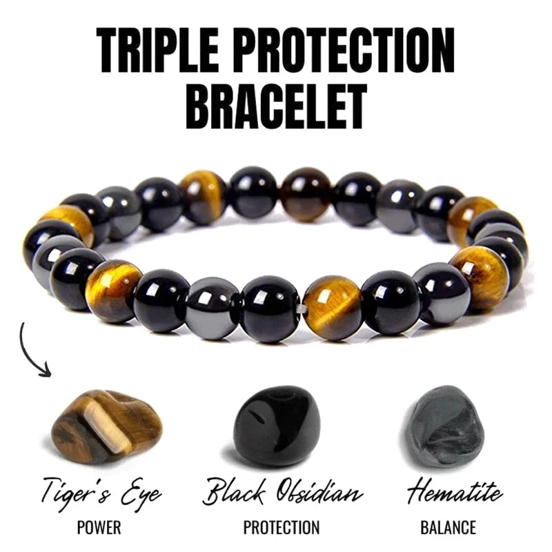 Natural Black Obsidian Tiger Eye Bead Bracelet for Health - Smarsty