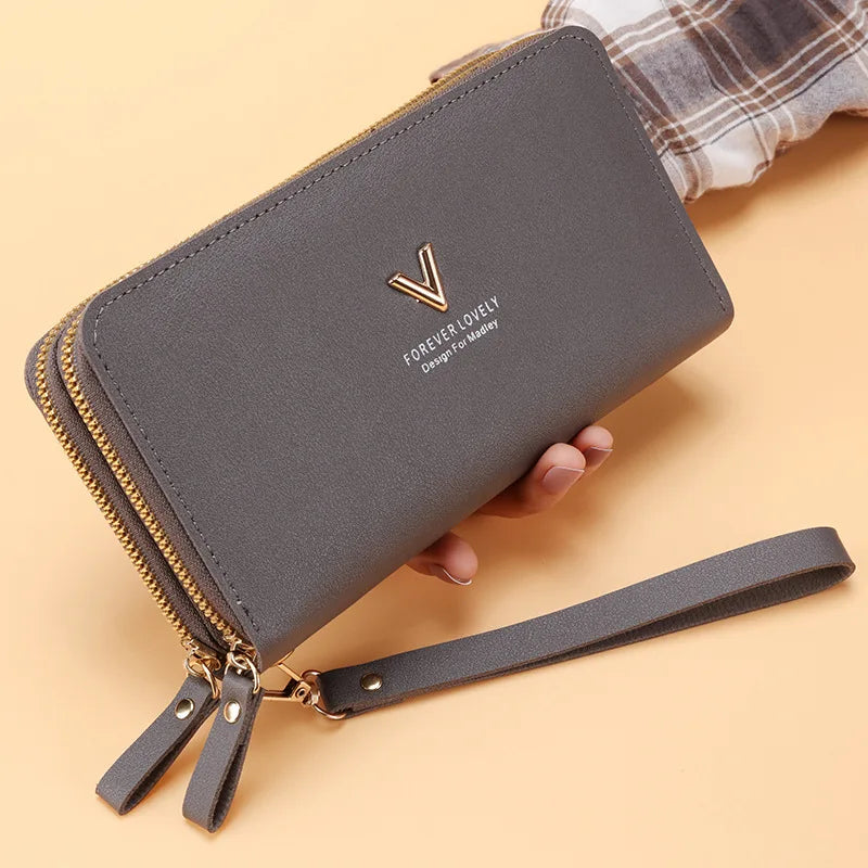 Long Women's Wallet Female Purses Tassel Coin Purse Card Holder Wallets Double Zipper Pu Leather Clutch Luxury Money Phone Bag - Smarsty