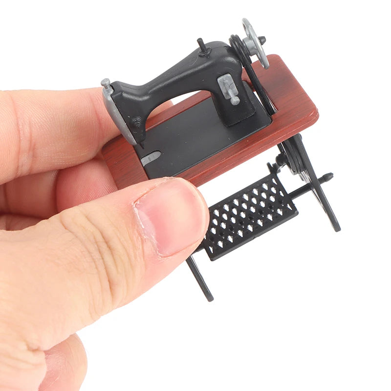 Dollhouse Decor Miniature Furniture Wooden Sewing Machine with Thread Scissors Accessories for Dolls House Kids Toys for Girls by Smarsty