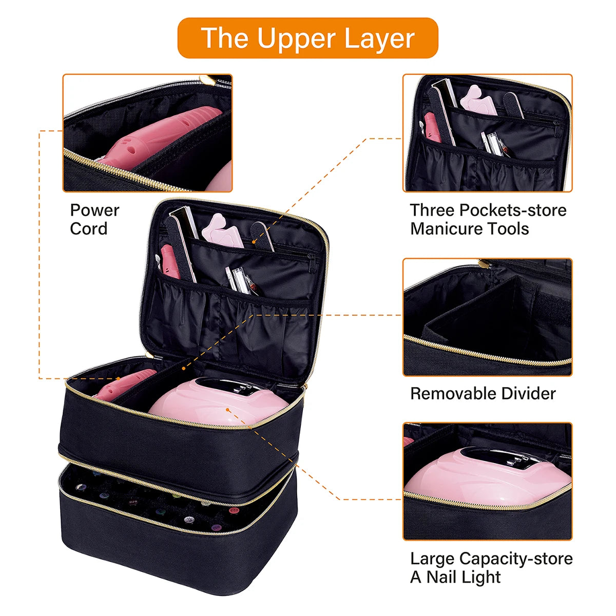 Nail Polish Organizer Double Layer Cosmetic Organizer Bag - Smarsty