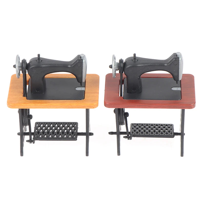 Dollhouse Decor Miniature Furniture Wooden Sewing Machine with Thread Scissors Accessories for Dolls House Kids Toys for Girls by Smarsty