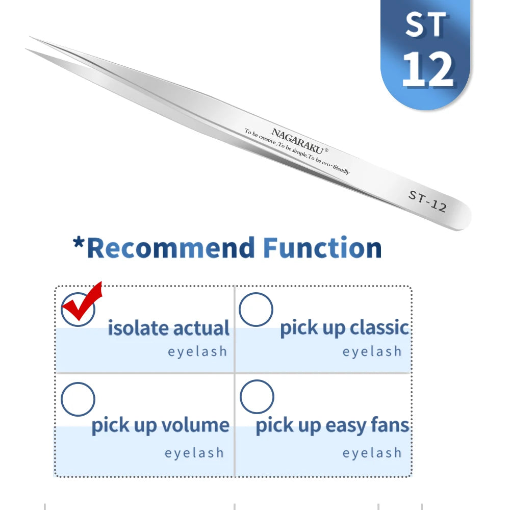 NAGARAKU Stainless Steel Eyelash Extension Tweezers Precision Grip - Smarsty