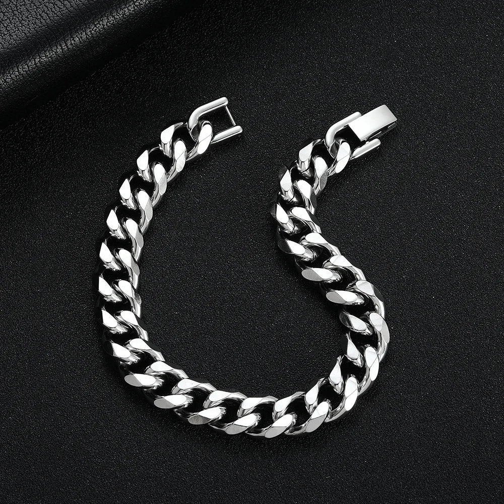 8MM Titanium Steel Cuban Chain Bracelet for Men - Smarsty