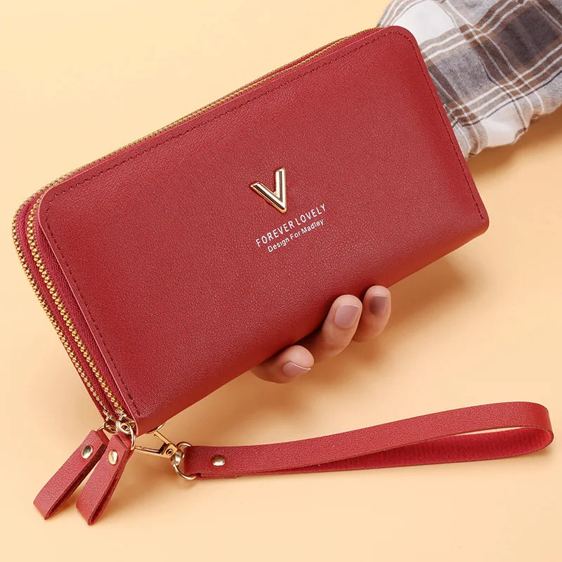 Long Women's Wallet Female Purses Tassel Coin Purse Card Holder Wallets Double Zipper Pu Leather Clutch Luxury Money Phone Bag - Smarsty