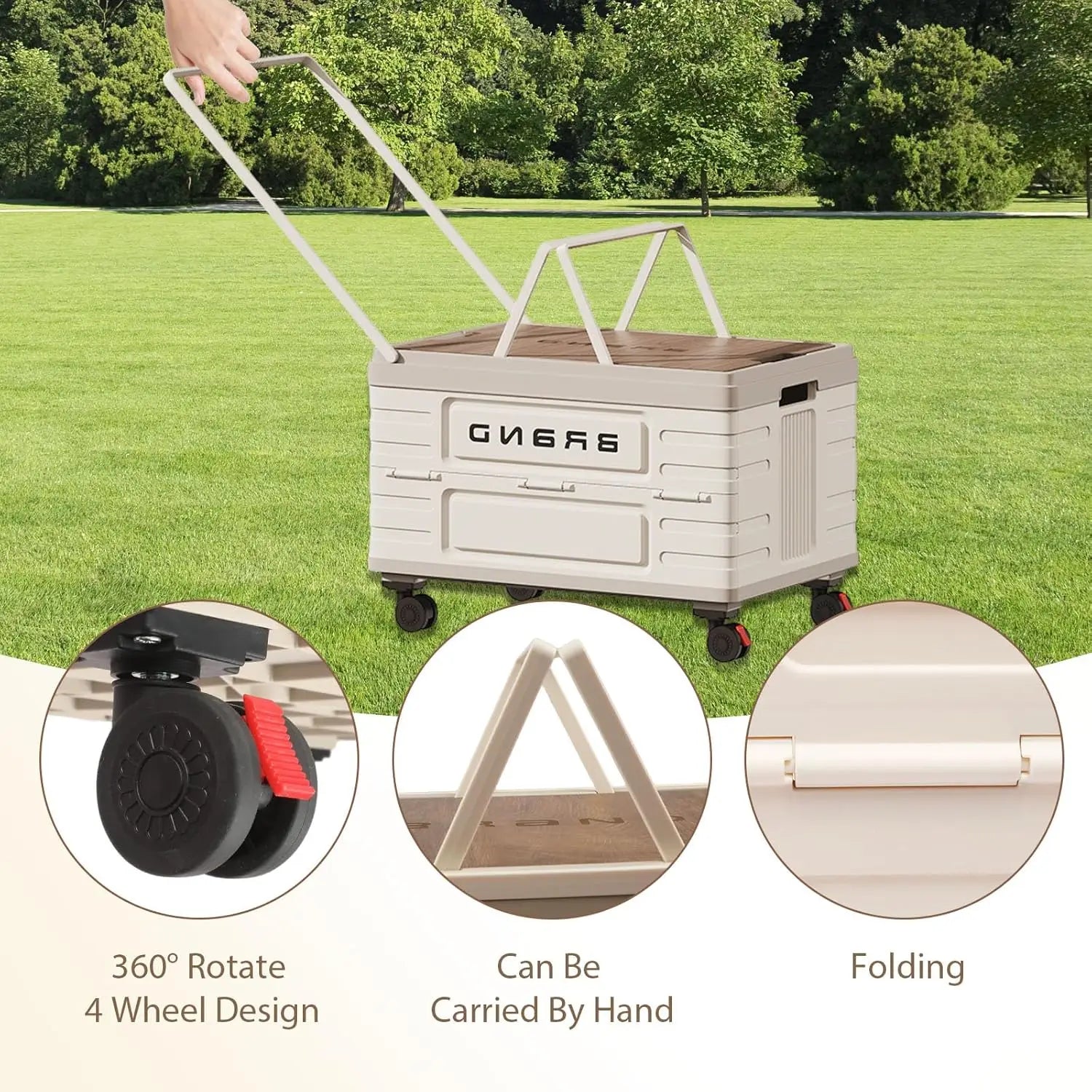 360° Rotating Foldable Storage Cart – Heavy-Duty Mobile Organizer with 4 Silent Wheels, Multi-Functional CampingStorage
