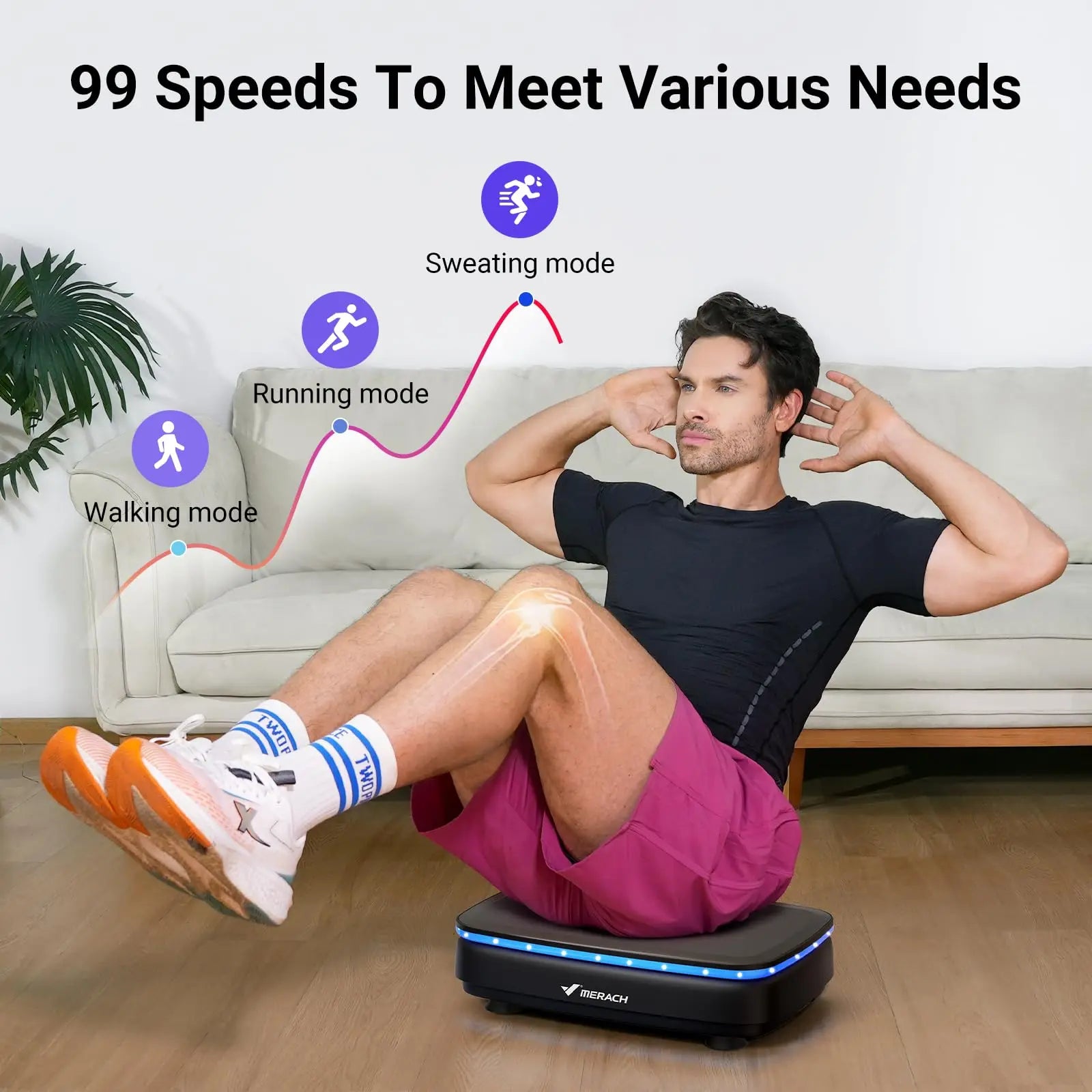 MERACH Vibration Plate Exercise Machine with Light Whole Body Workout Power Vibrate Platform Vibration Plate Lymphatic Drainage - Smarsty