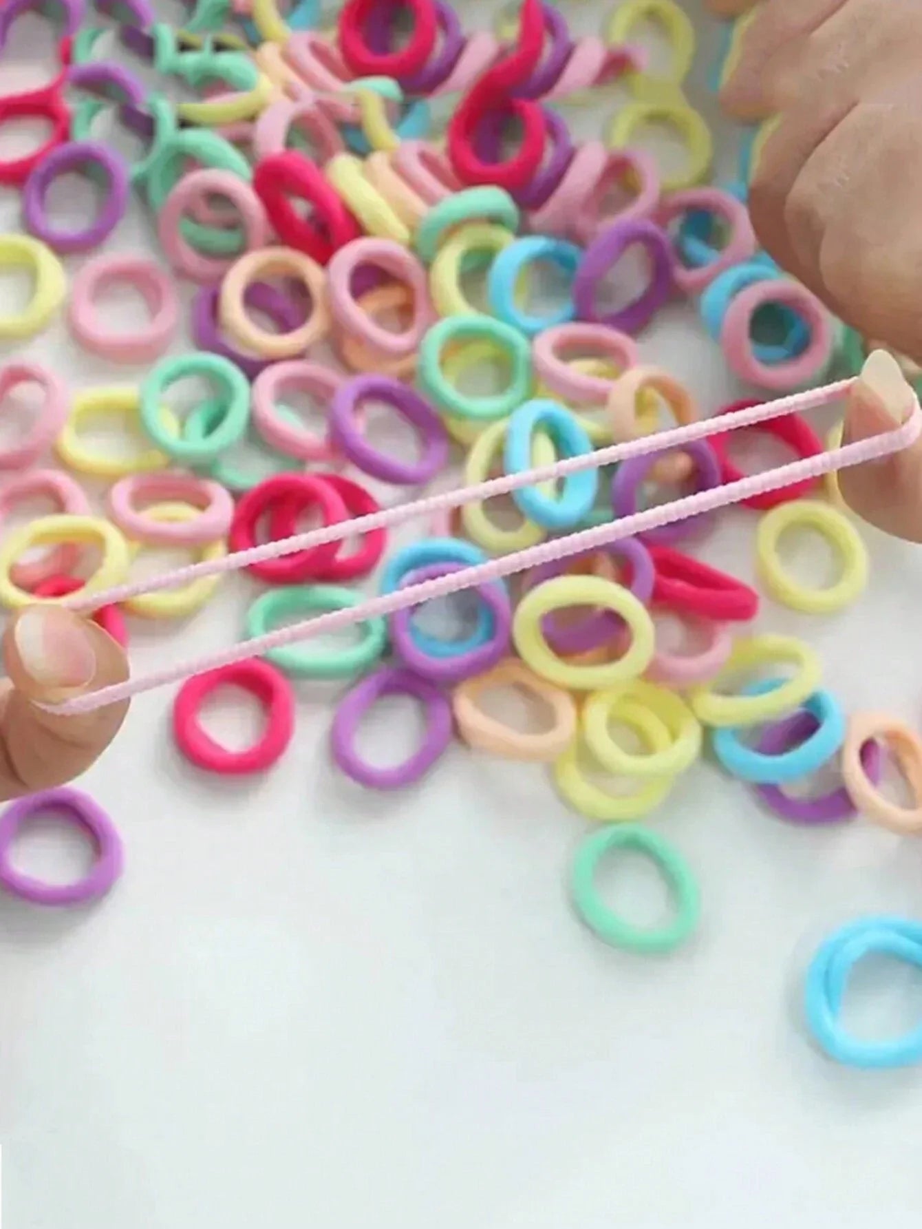 Colorful Nylon Elastic Hair Ties 100 Pack Gentle No Damage - Smarsty
