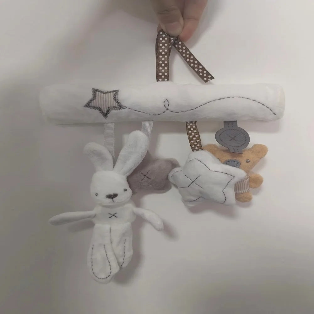 2025 New Hanging Bed Rabbit Baby Hand Bell Safety Seat Plush Toy Multifunctional Plush Toy Stroller Mobile Gifts by Smarsty