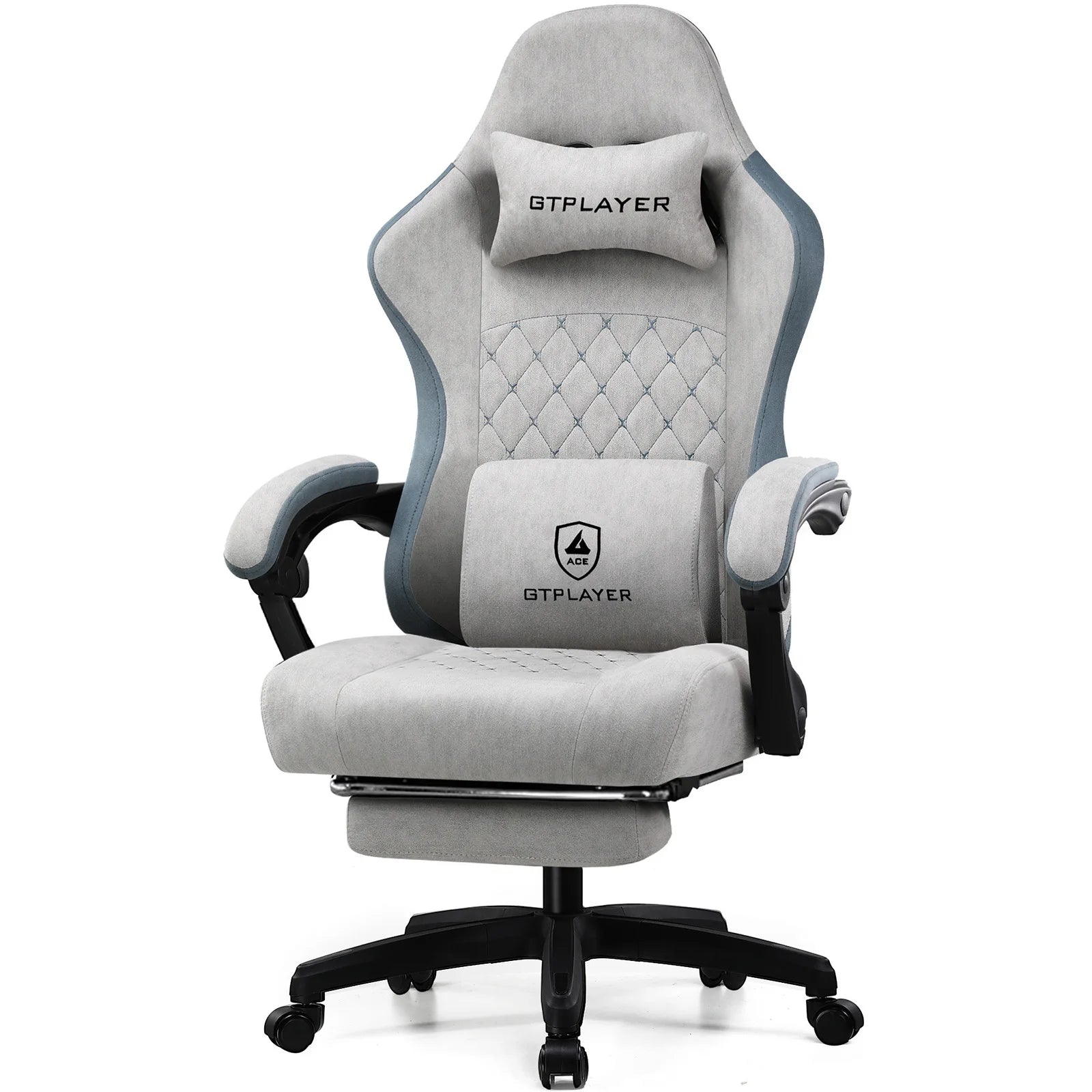 Gaming Chair with Pocket Spring Cushion, Linkage Armrests & Footrest, Ergonomic Office Chair with Lumbar Support - Smarsty