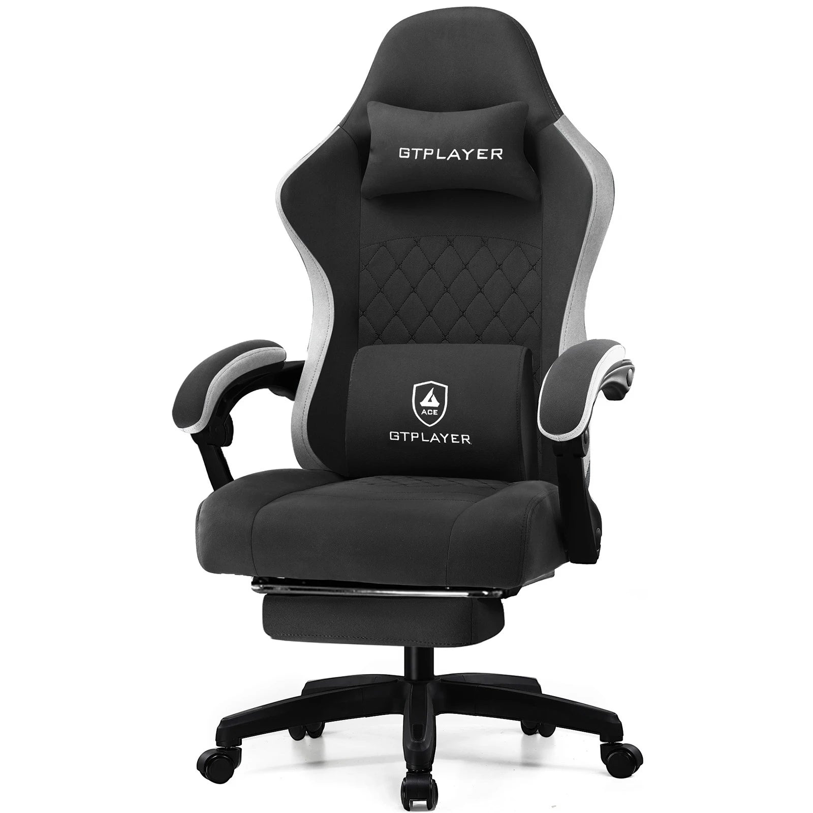 Gaming Chair with Pocket Spring Cushion, Linkage Armrests & Footrest, Ergonomic Office Chair with Lumbar Support - Smarsty