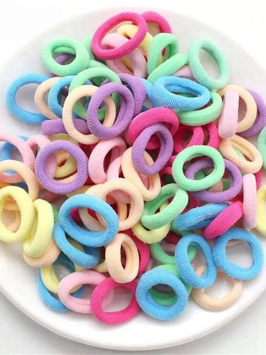 Colorful Nylon Elastic Hair Ties 100 Pack Gentle No Damage - Smarsty