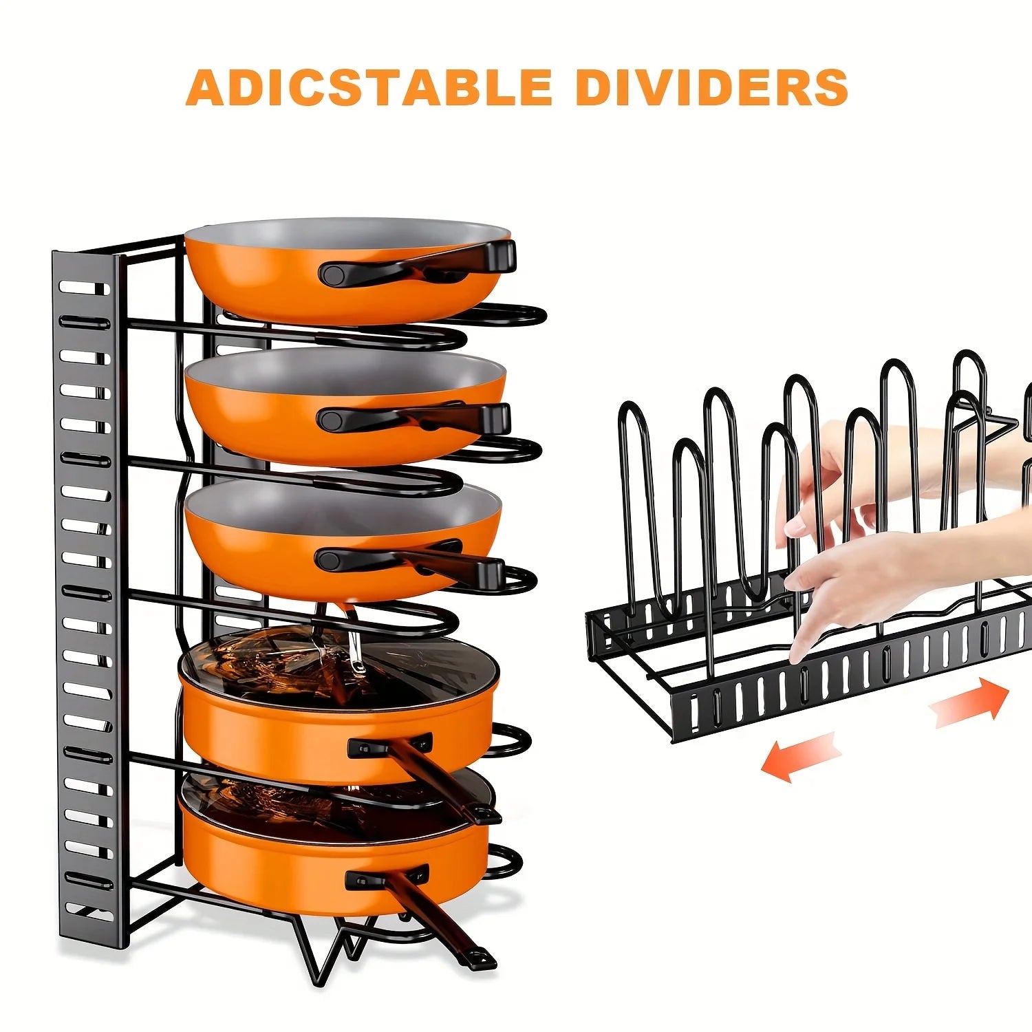 8-Tier Duty Pot Rack Organizer Durable Metal,Space-saving Cabinet Holder for Pots,Pans and lids-Keep Your Kitchen Neat and Tidy