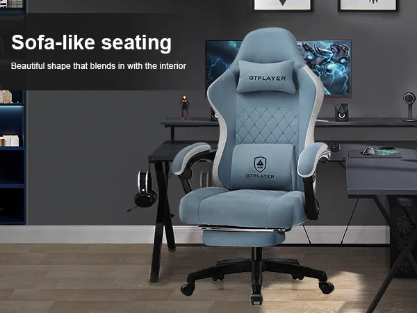 Gaming Chair with Pocket Spring Cushion, Linkage Armrests & Footrest, Ergonomic Office Chair with Lumbar Support - Smarsty
