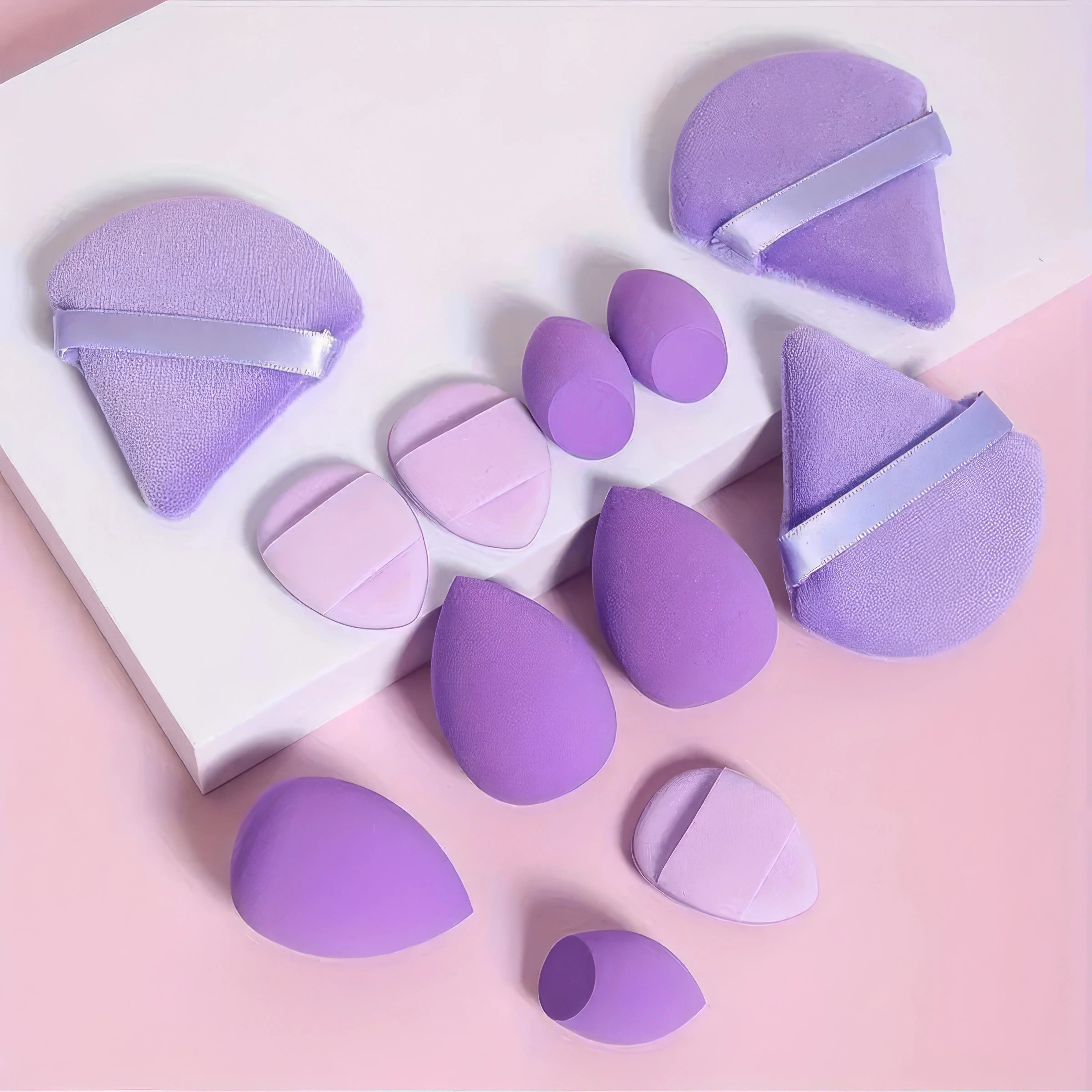 1 Set of Beauty Egg Set, Dark Purple, Triangular and Beauty Egg Sponge, Suitable for Concealer, Powder, Foundation Make-up
