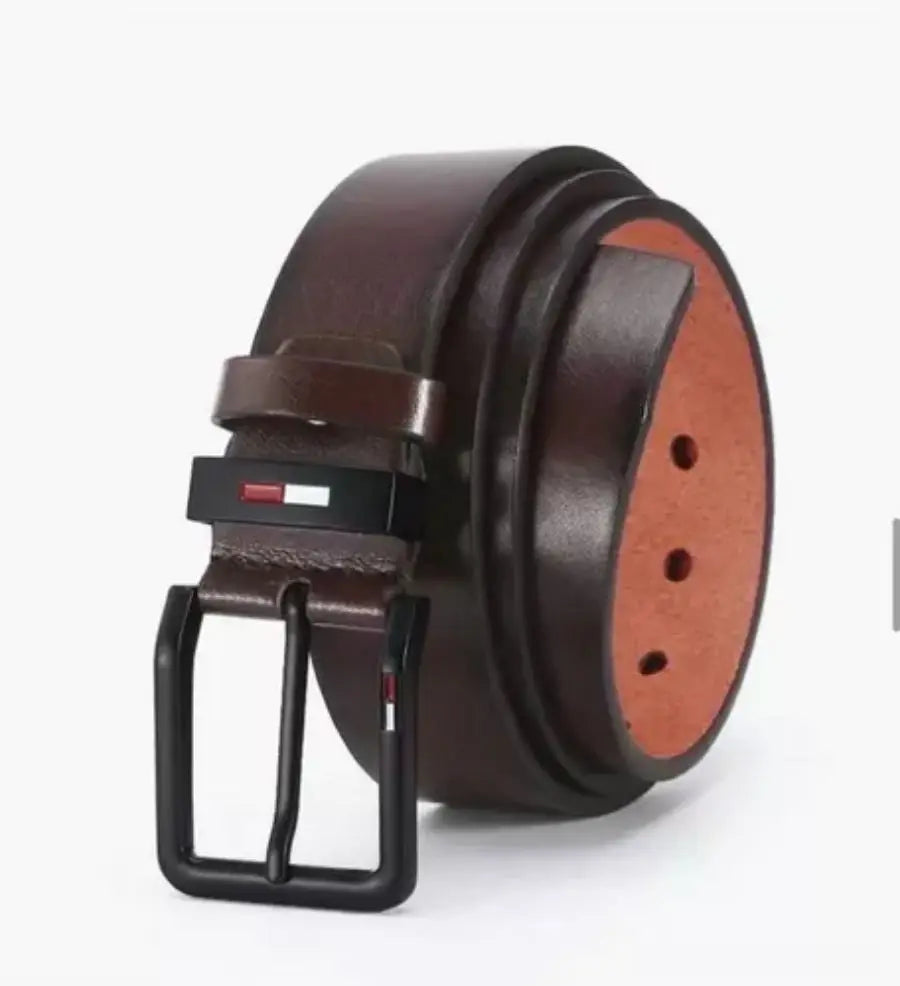 Mens PU Leather Belt with Square Alloy Buckle Durable Fashion Waistbelt - Smarsty