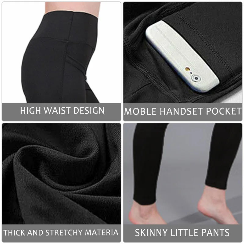 High Waist Elastic Workout Women Yoga Leggings Tummy Control Ruched Booty With Pocket Pants Seamless Gym Compression Tights - Smarsty