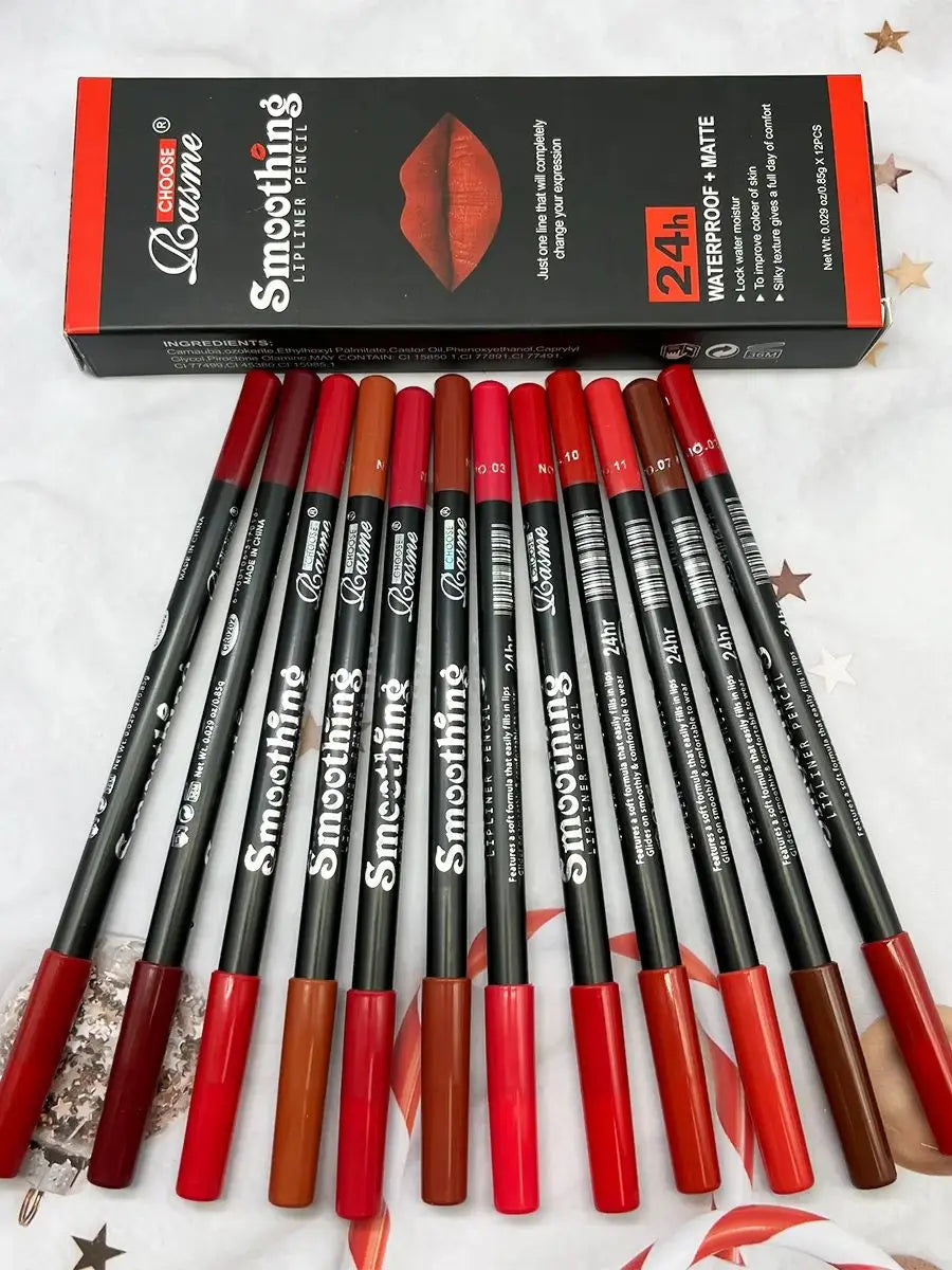 12 Piece Long Lasting Lipstick Set with Lip Liner - Smarsty