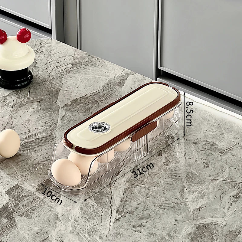 1PCS Home Refrigerator Egg Organizer Sliding Egg Carton Automatic Egg Roller Organizer Kitchen Countertop Egg Shelf by Smarsty