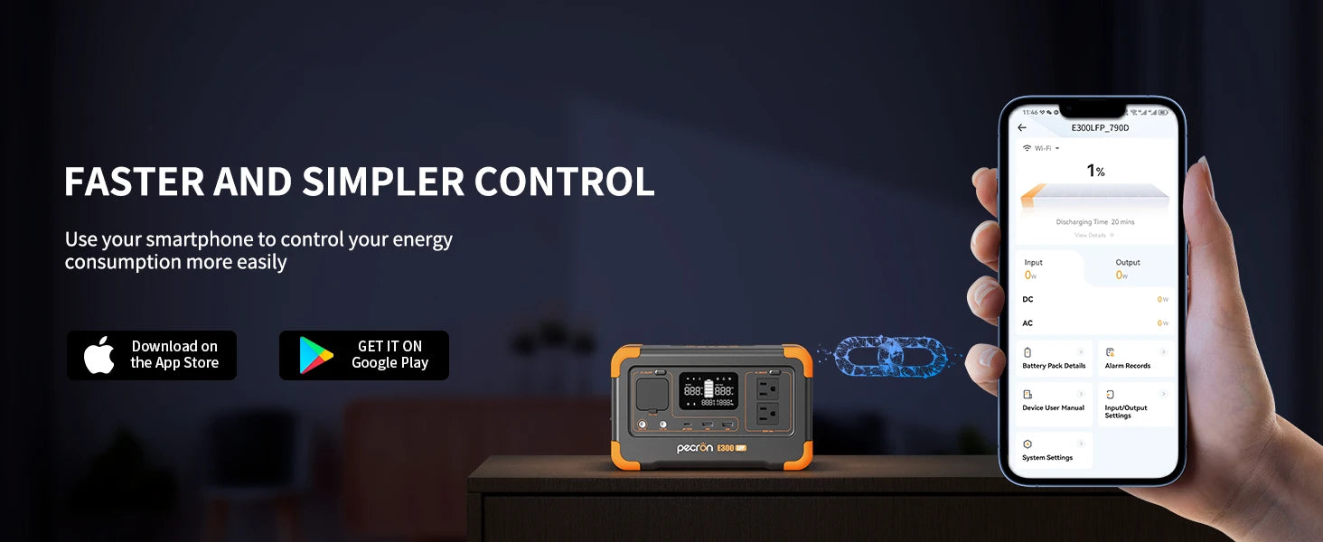 Pecron E300LFP Portable Power Station 600W 288Wh LiFePO4 Battery Solar Generator Power Bank Fast Charging for Home , RV, Camping by Smarsty