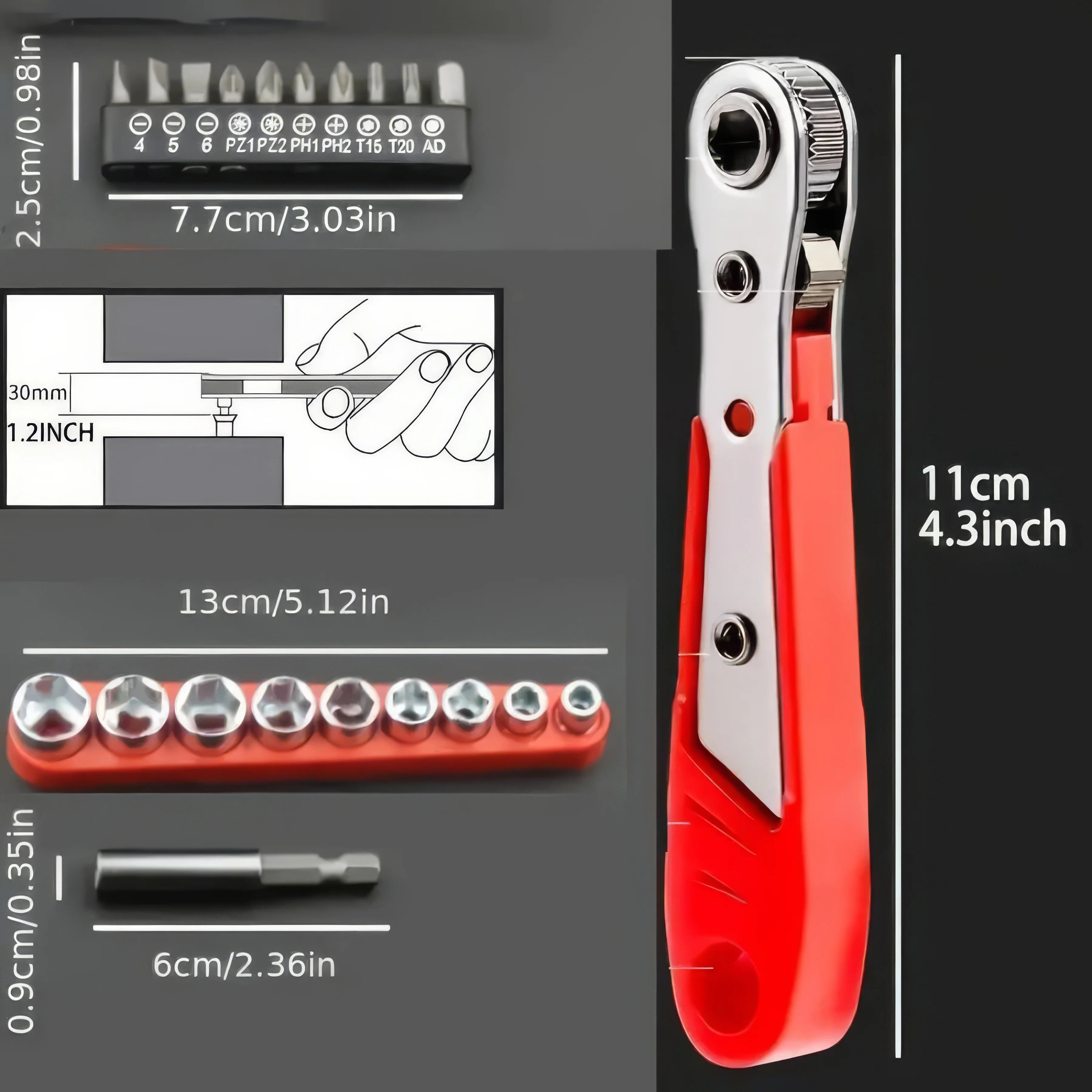 1 Set of Red Multifunctional Screwdriver, Anti Slip Handle, Multifunctional Tool, Suitable for Daily Home Maintenance