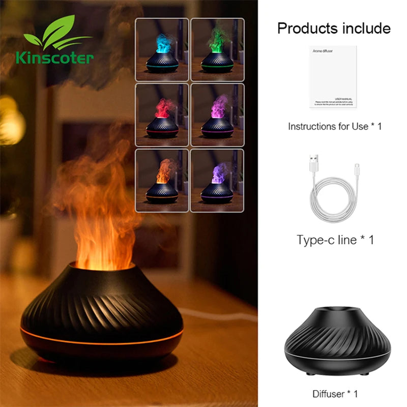Portable Essential Oil Diffuser with Color Flame Feature - Smarsty