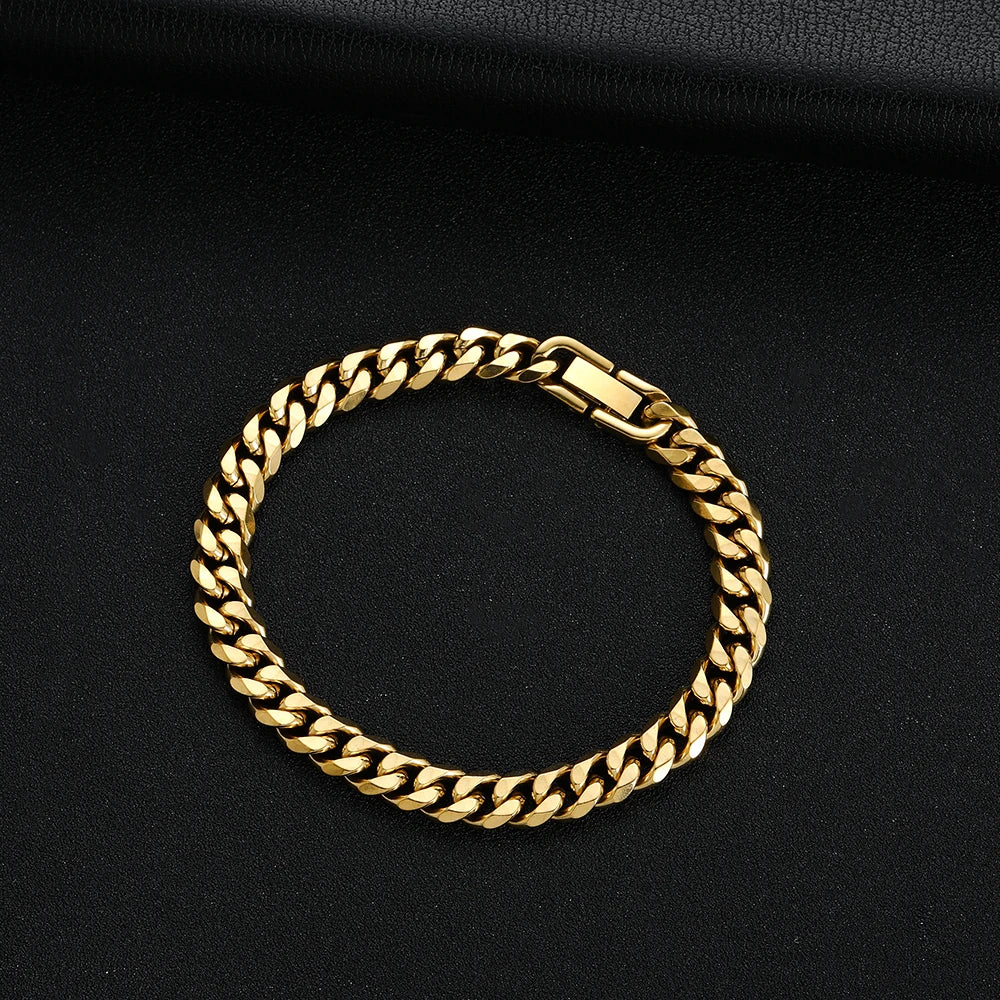 8MM Titanium Steel Cuban Chain Bracelet for Men - Smarsty