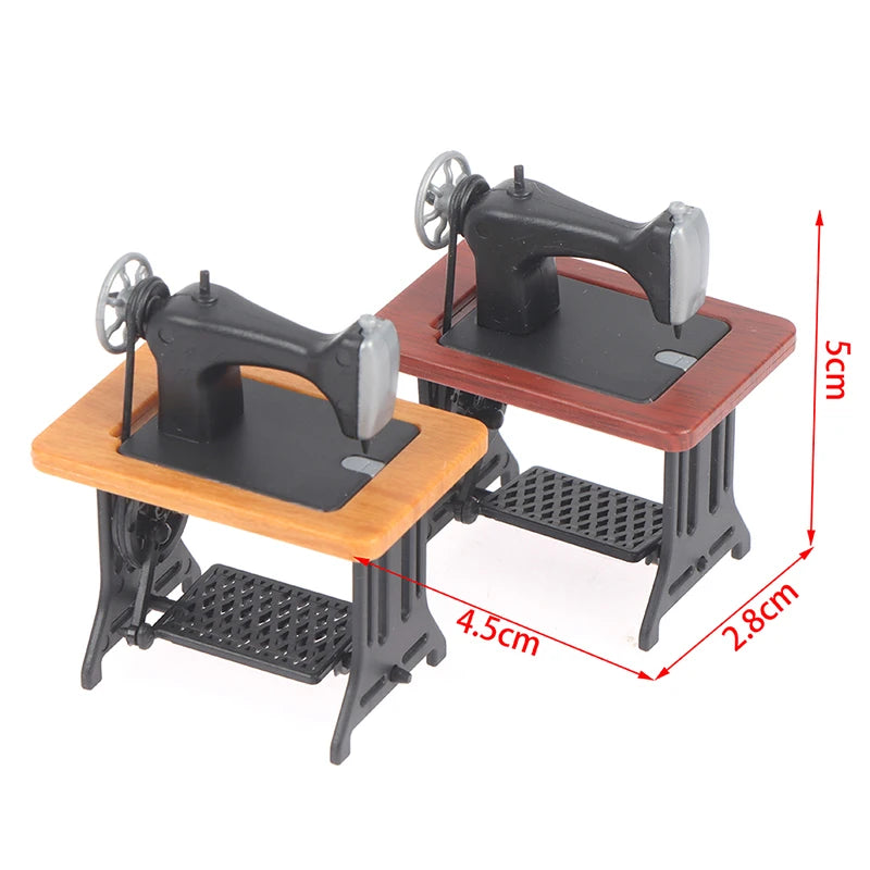 Dollhouse Decor Miniature Furniture Wooden Sewing Machine with Thread Scissors Accessories for Dolls House Kids Toys for Girls by Smarsty