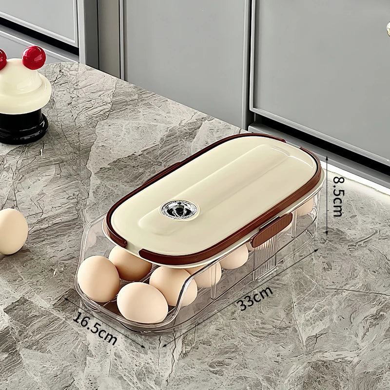 1PCS Home Refrigerator Egg Organizer Sliding Egg Carton Automatic Egg Roller Organizer Kitchen Countertop Egg Shelf by Smarsty