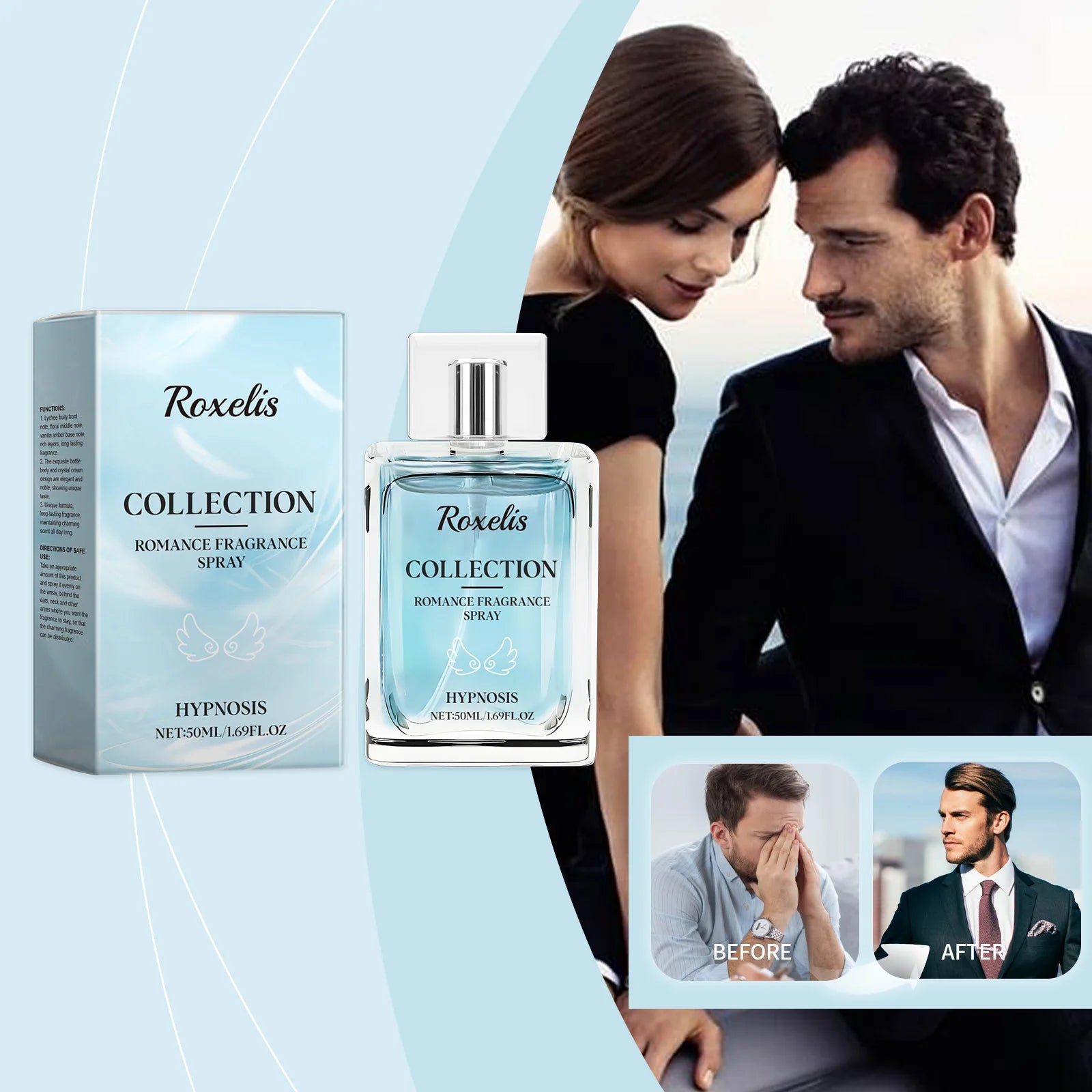 Roxelis Cupid Cologne Perfume Daily Dating Atmosphere Natural Classic Fresh Cologne Long Last Skin-Friendly Charm Rich Perfume