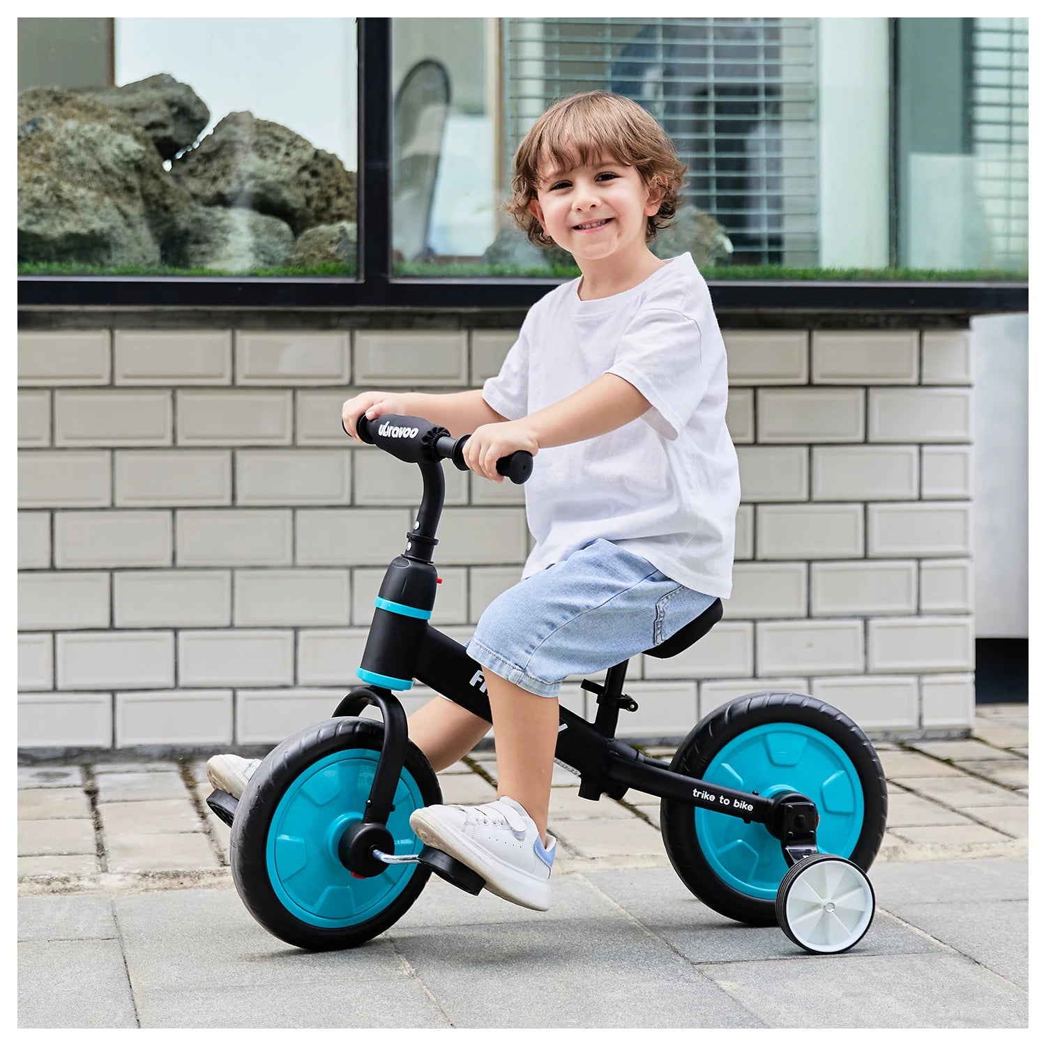 UBRAVOO Fit 'n Joy Beginner Toddler Training Bicycle for Boys Girls 2-4, 4-in-1 Kids Balance Bike with Pedals & Training Wheels