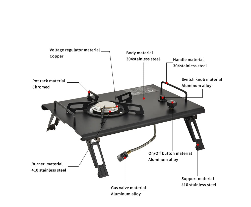 Pandatour Outdoor IGT Camping Stove Durable Copper Head Easy Equiped One-Touch One lick Ignite Table Stove Tourism Cooker Stove