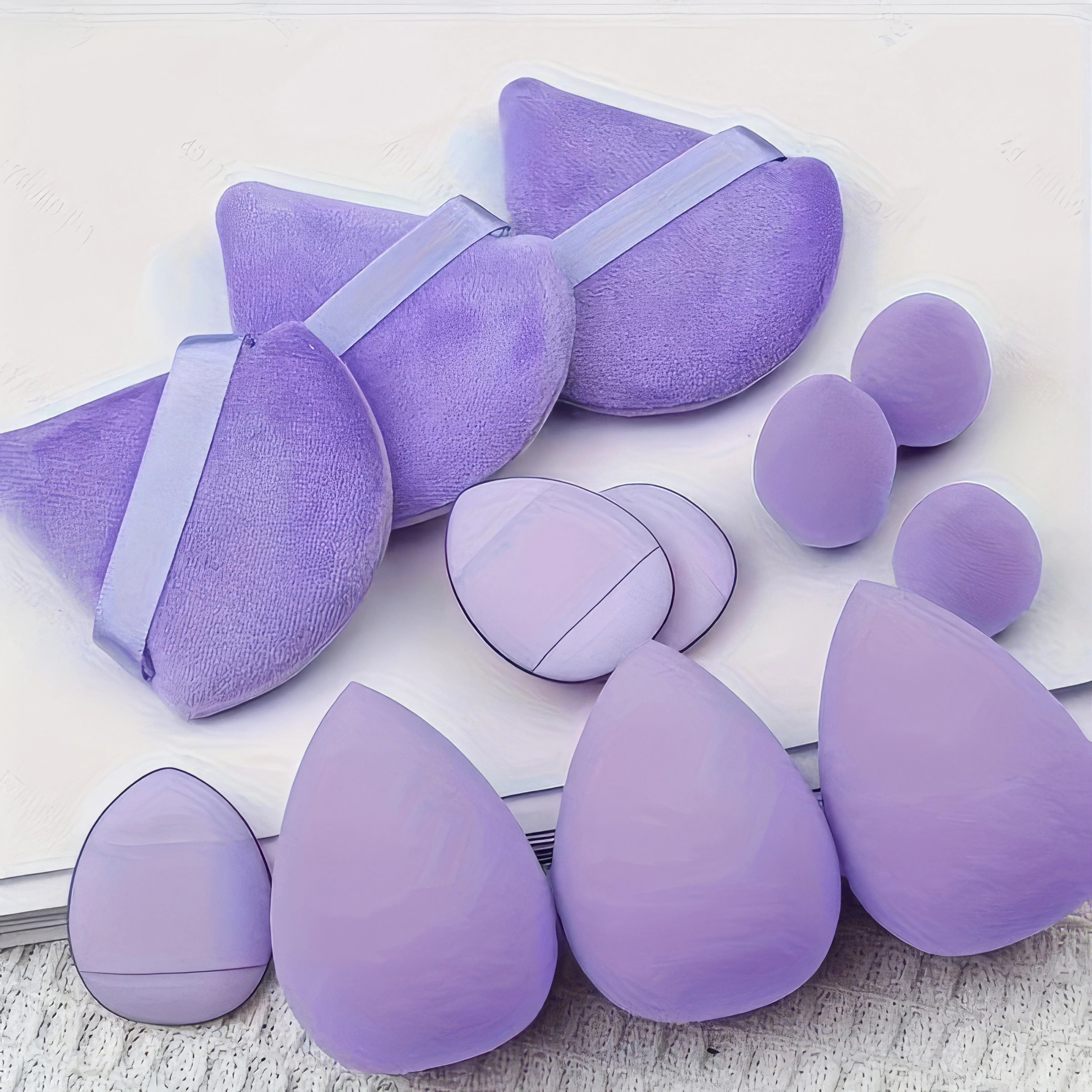 1 Set of Beauty Egg Set, Dark Purple, Triangular and Beauty Egg Sponge, Suitable for Concealer, Powder, Foundation Make-up