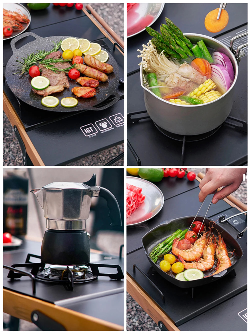 Pandatour Outdoor IGT Camping Stove Durable Copper Head Easy Equiped One-Touch One lick Ignite Table Stove Tourism Cooker Stove