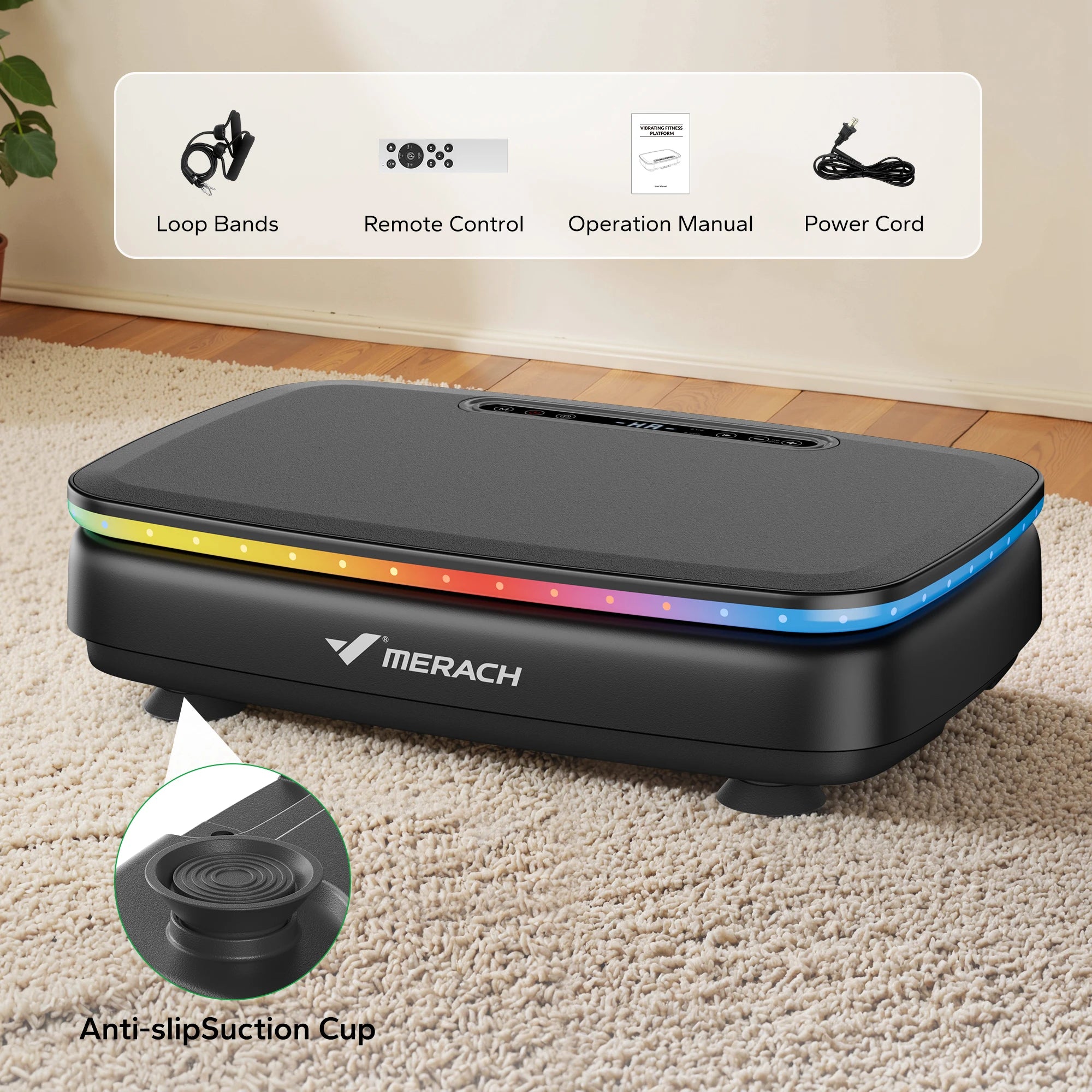 MERACH Vibration Plate Exercise Machine with Light Whole Body Workout Power Vibrate Platform Vibration Plate Lymphatic Drainage - Smarsty