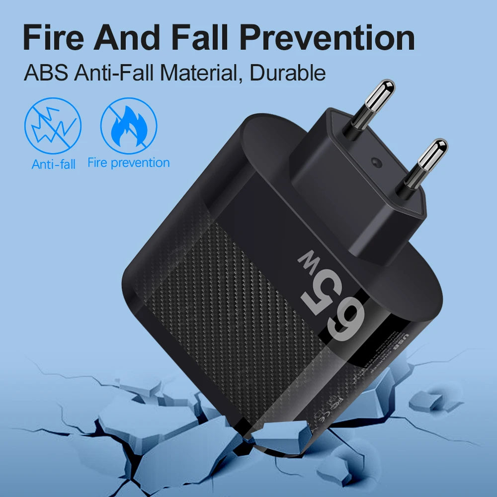 65W USB Charger Includes Six Ports Ultra Fast Type C - Smarsty