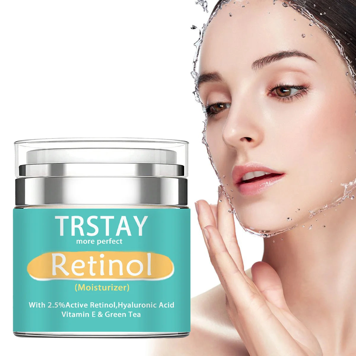 TRSTAY Retinol Moisturizing Cream 2.5% Active Hyaluronic Acid Vitamin E Green Tea Face Cream Nourishing Skin Care