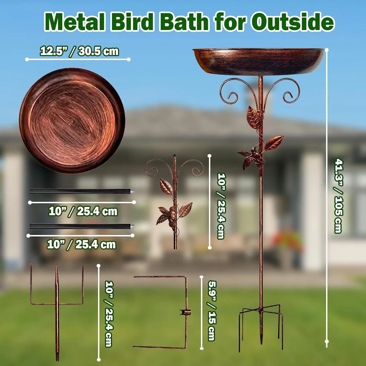 Sturdy Iron Outdoor Bird Bath for Garden Decor - Smarsty