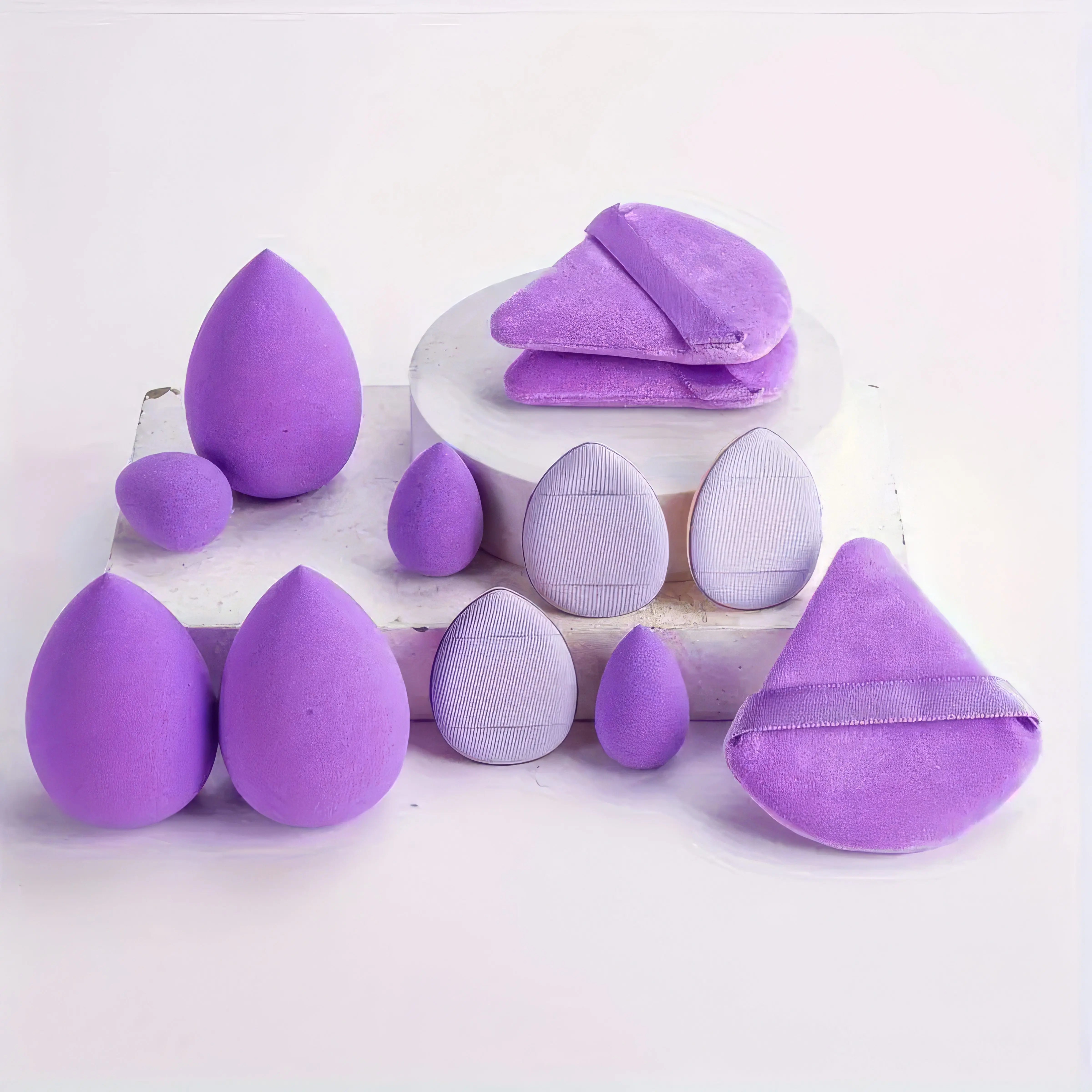 1 Set of Beauty Egg Set, Dark Purple, Triangular and Beauty Egg Sponge, Suitable for Concealer, Powder, Foundation Make-up