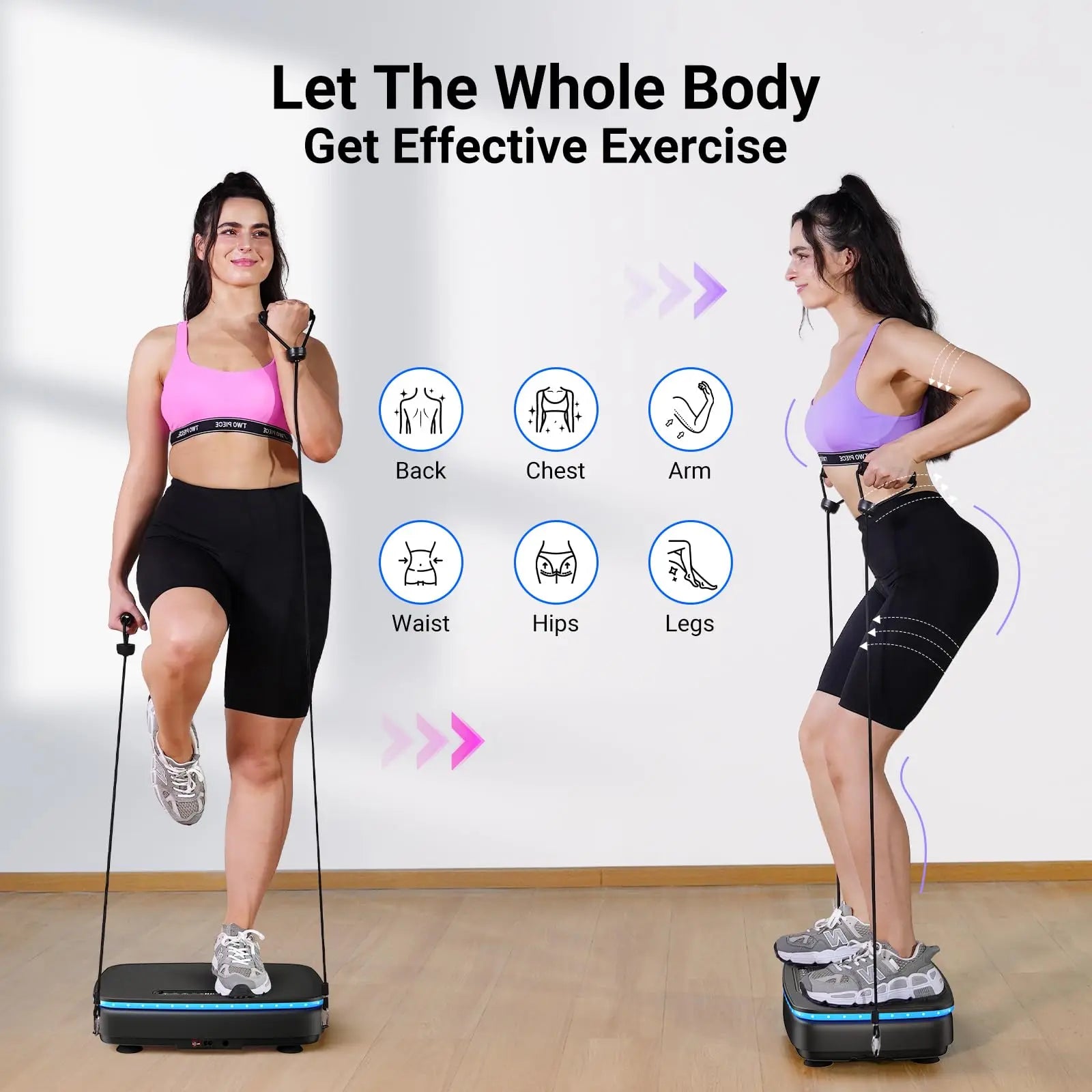 MERACH Vibration Plate Exercise Machine with Light Whole Body Workout Power Vibrate Platform Vibration Plate Lymphatic Drainage - Smarsty
