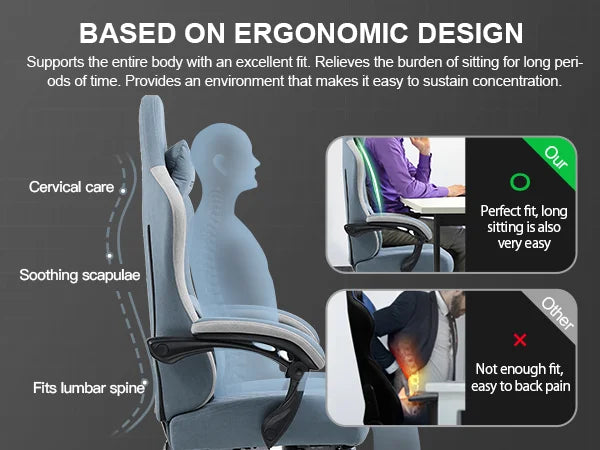 Gaming Chair with Pocket Spring Cushion, Linkage Armrests & Footrest, Ergonomic Office Chair with Lumbar Support - Smarsty
