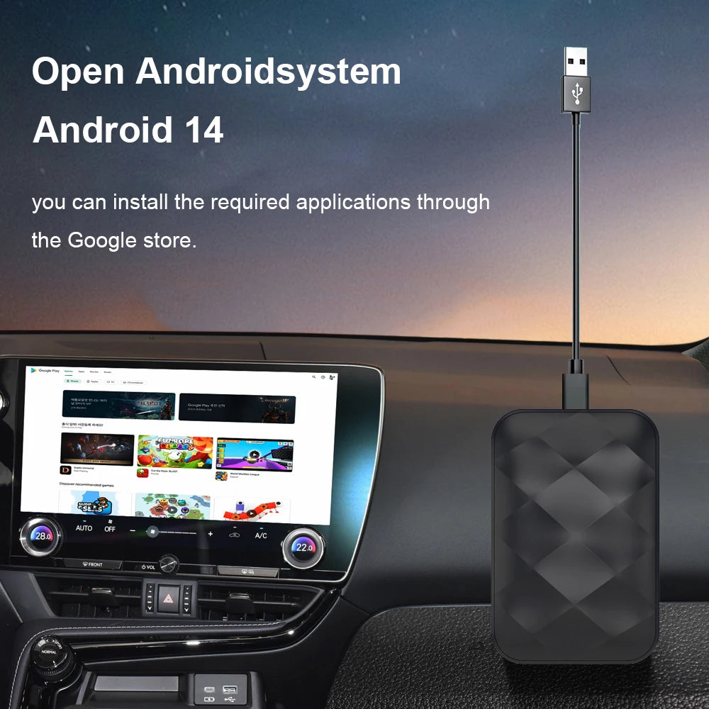 3IN1 Android14 Wireless Carplay Android Auto 2025 NewAdapter Upgrade Plug&Play For Youtube Netflix Dongle Wireless Car AI TV BOX - Smarsty