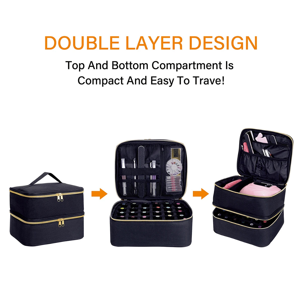Nail Polish Organizer Double Layer Cosmetic Organizer Bag - Smarsty