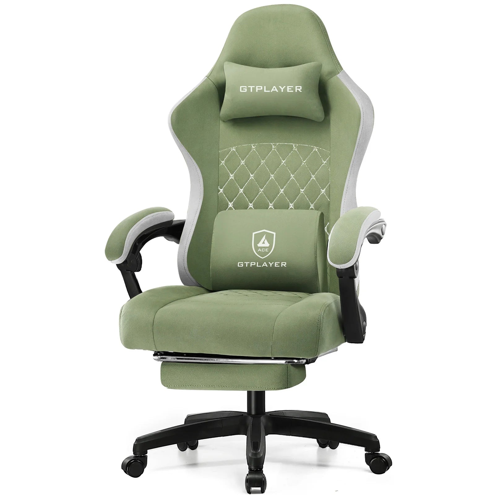 Gaming Chair with Pocket Spring Cushion, Linkage Armrests & Footrest, Ergonomic Office Chair with Lumbar Support - Smarsty